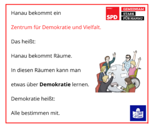 Sharepic der SPD Hanau zum Zentrum für Demokratie und Vielfalt