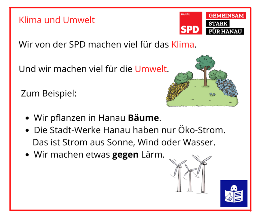 Beispiel für ein Sharepic der SPD Hanau In Leichter Sprache