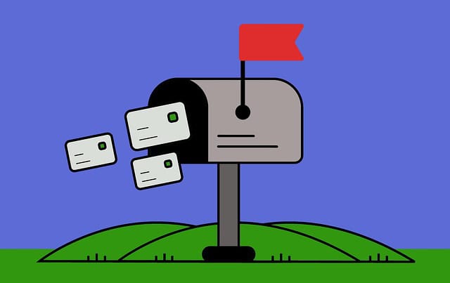 Amerikanischer Briefkasten, in denen Umschläge fliegen